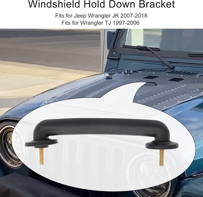 OMNDYEHA Front Windshield Hold Down Bracket, Hood Handle Fits for Jeep Wrangler TJ 1997-2006 for Wrangler JK 2007-2018 Hood Loop Car Hood Replace Accessories 55176422 - Image 4